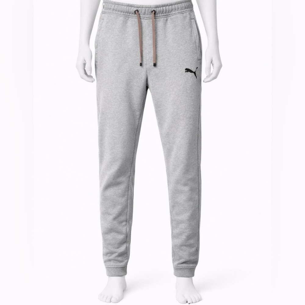 Puma Men's Gray Sweatpants with Thigh Zip Pocket
